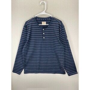 Brooks‎ Brothers Red Fleece Henley Shirt XL Stripe Long Sleeve Embroidered Blue